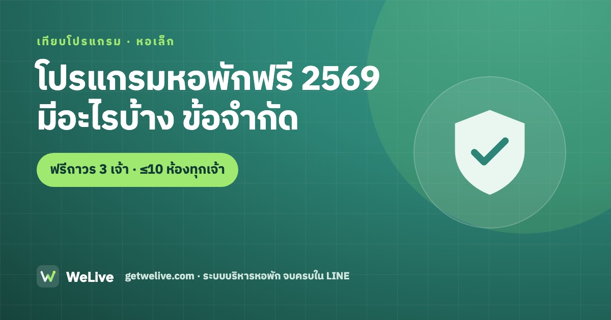 โปรแกรมหอพักฟรี 2569 มีอะไรบ้าง ข้อจำกัดของแต่ละตัว